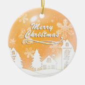 Goud Wit Sneeuwhuis Kerst Nieuwjaar Keramisch Ornament (Voorkant)