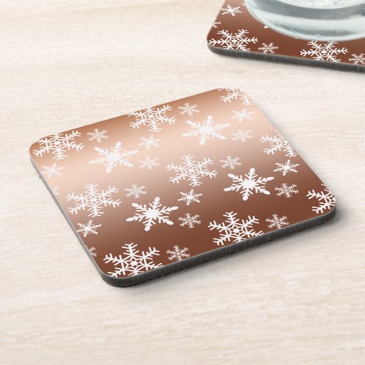 Goud Wit Sneeuwvlokken Kerstmis Onderzetter (Linkerzijde)