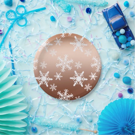 Goud Wit Sneeuwvlokken Kerstmis Papieren Bordje (Feest)