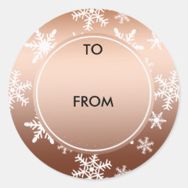 Goud Wit Sneeuwvlokken Kerstmis Ronde Sticker