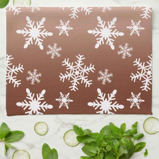 Goud Wit Sneeuwvlokken Kerstmis Theedoek (Gevouwen)