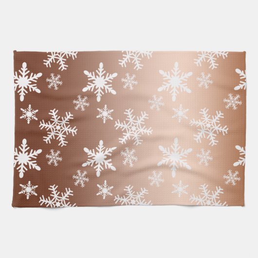 Goud Wit Sneeuwvlokken Kerstmis Theedoek (Horizontaal)