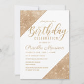 Goud Wit Sparkling Glitter Sequin Verjaardag Kaart (Voorkant)