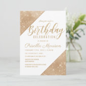 Goud Wit Sparkling Glitter Sequin Verjaardag Kaart (Staand voorkant)