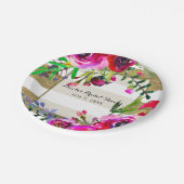 Goud Wit Strepen Vet Glam Bloemen Vrijgezellenfees Papieren Bordje (Gekanteld)