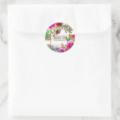 Goud Wit Strepen Vet Glam Bloemen Vrijgezellenfees Ronde Sticker (Tas)