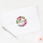 Goud Wit Strepen Vet Glam Bloemen Vrijgezellenfees Ronde Sticker (Envelop)