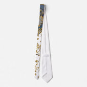Goud & Wit stropdas met Blauw (Achterkant)