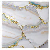 Goud Wit Trendy Marmeren Agaat Collectie Tegeltje (Voorkant)