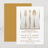 Goud Wit  Utensils Wedding Repetitie Kaart (Voorkant / Achterkant)