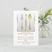 Goud Wit  Utensils Wedding Repetitie Kaart (Staand voorkant)