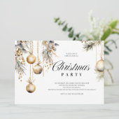 Goud & Wit Vakantie Uitnodiging | Elegant Ornament (Staand voorkant)