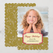 Goud Wit Vakantie Wervelingen Foto Sjabloon (Voorkant / Achterkant)