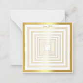 Goud wit vierkant elegant 3d-effect notitiekaartje (Achterkant)