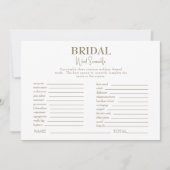 Goud & Wit Vrijgezellenfeest Word Scramble spel Kaart (Voorkant)