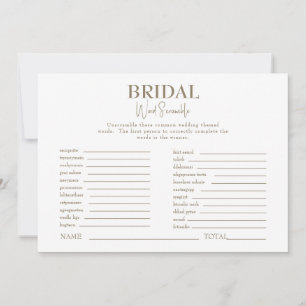 Goud & Wit Vrijgezellenfeest Word Scramble spel Kaart