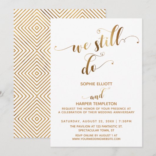 Goud Wit We Doen Nog Steeds Typografie Jubileum Kaart (Voorkant / Achterkant)