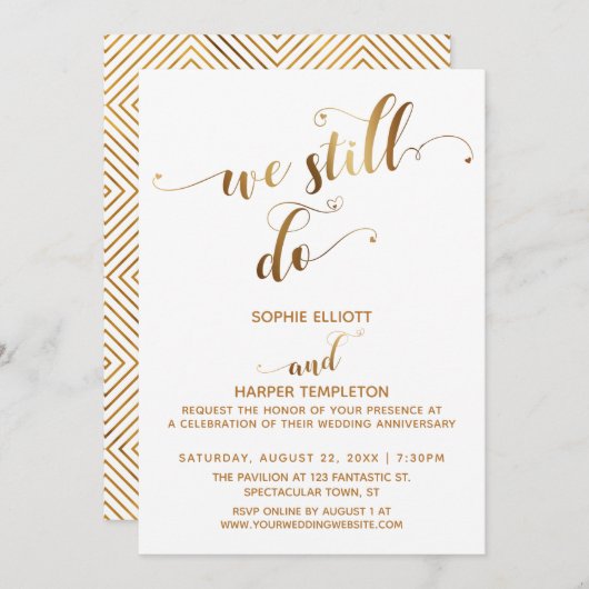 Goud Wit We Doen Nog Typografie Jubileum Kaart (Voorkant / Achterkant)