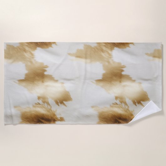 Goud Wit Western Koeienhuid Strandlaken (Voorkant)