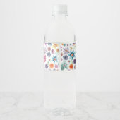 Goud Wit Wilde Bloem Waterverf Lente Botanisch Waterfles Etiket (Achterkant)