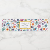 Goud Wit Wilde Bloem Waterverf Lente Botanisch Waterfles Etiket (Enkel label)