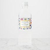 Goud Wit Wilde Bloem Waterverf Lente Botanisch Waterfles Etiket (Voorkant)