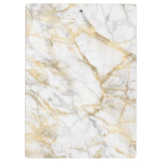 Goud wit wit wit marmer personaliseren klembord (Achterkant)