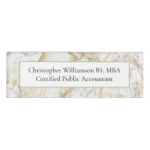 Goud wit wit wit marmer personaliseren naambadge (Voorkant)