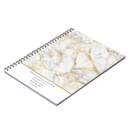 Goud wit wit wit marmer personaliseren notitieboek (Linkerzijde)