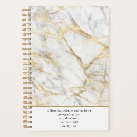 Goud wit wit wit marmer personaliseren planner (Voorkant)