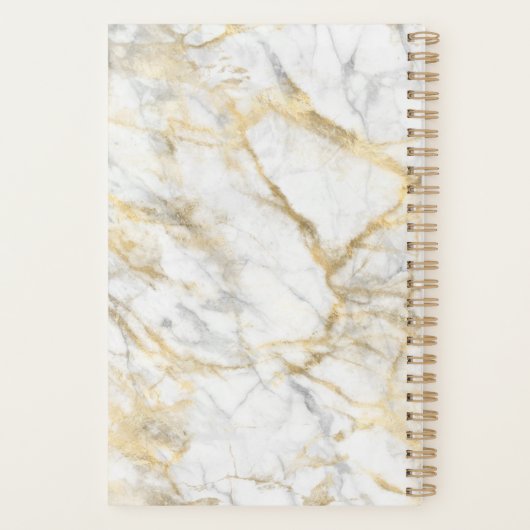 Goud wit wit wit marmer personaliseren planner (Achterkant)