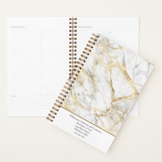 Goud wit wit wit marmer personaliseren planner (Display)