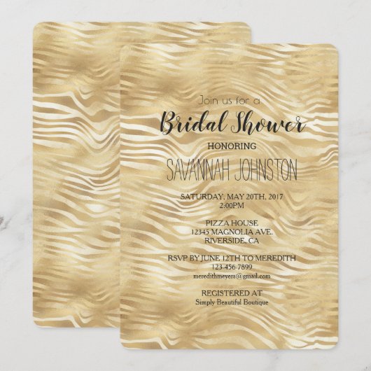Goud Wit Zebra Print vrijgezellenfeest Kaart (Voorkant / Achterkant)