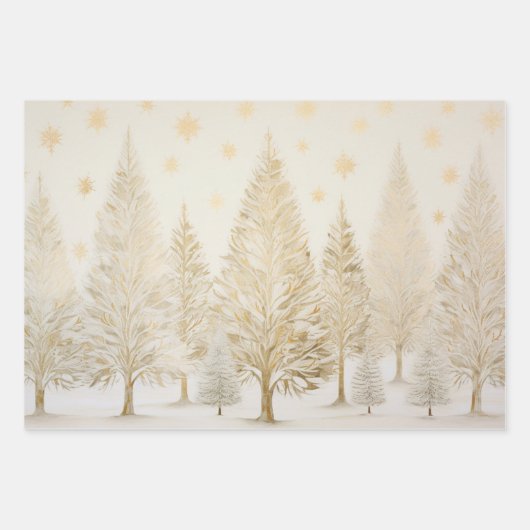 Goud Wit Zilver Kerstbomen Inpakpapier Vel (Voorkant 2)