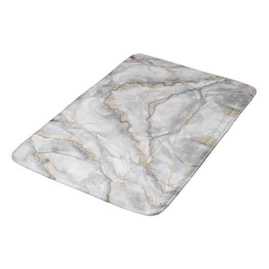 Goud Wit Zilver Marmer Badmat (Gekanteld)