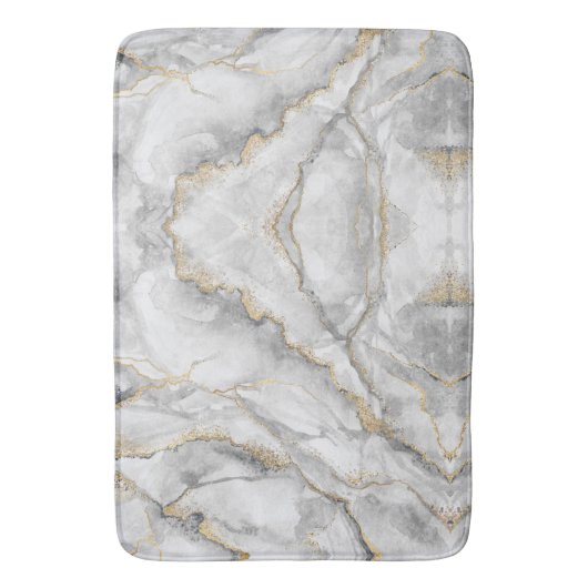 Goud Wit Zilver Marmer Badmat (Voorkant Verticaal)