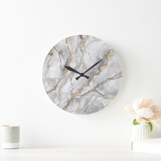 Goud Wit Zilver Marmer  Grote Klok (Huis)