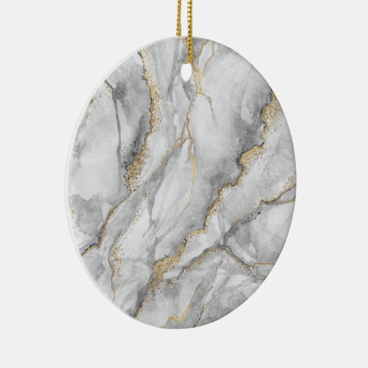Goud Wit Zilver Marmer  Keramisch Ornament (Rechts)