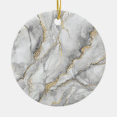 Goud Wit Zilver Marmer  Keramisch Ornament (Voorkant)