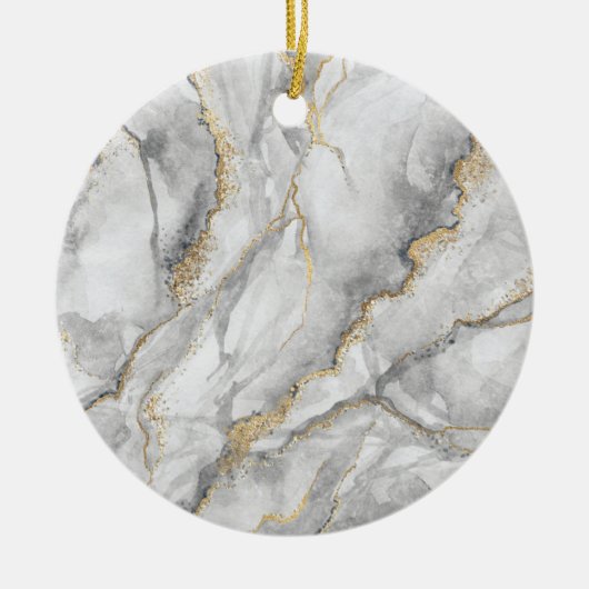 Goud Wit Zilver Marmer  Keramisch Ornament (Voorkant)