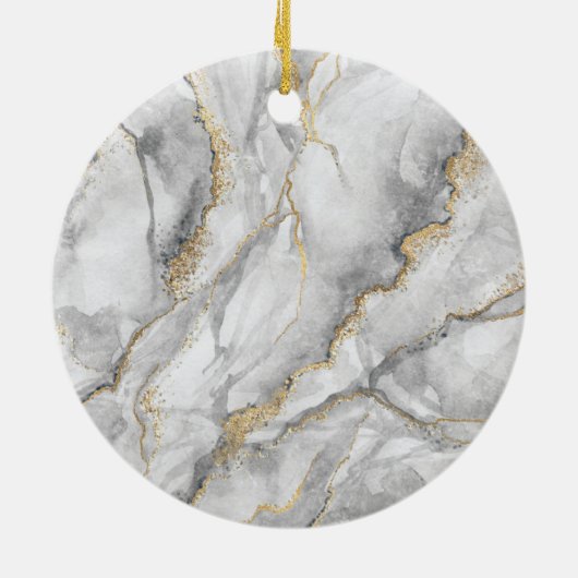 Goud Wit Zilver Marmer  Keramisch Ornament (Achterkant)