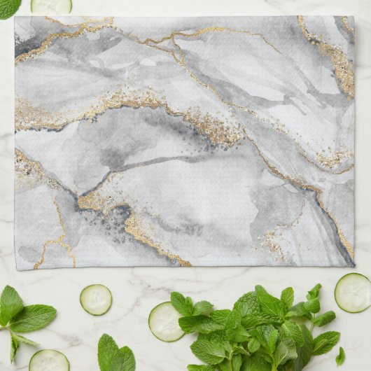 Goud Wit Zilver Marmer  Theedoek (Gevouwen)