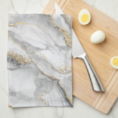 Goud Wit Zilver Marmer  Theedoek (Quarter Fold)