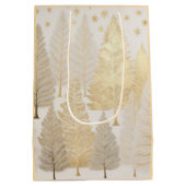 Goud Wit Zilveren Kerstpijnbomen Gift Bag Medium Cadeauzakje (Achterkant)