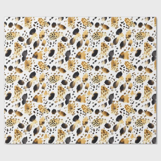 Goud Wit Zwart Leopard Abstract Cadeaupapier (Vlak)