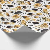 Goud Wit Zwart Leopard Abstract Cadeaupapier (Hoek)
