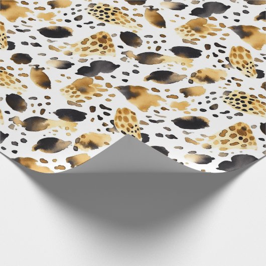 Goud Wit Zwart Leopard Abstract Cadeaupapier (Hoek)