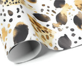 Goud Wit Zwart Leopard Abstract Cadeaupapier (Rol Hoek)