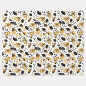 Goud Wit Zwart Leopard Abstract Fleece Deken (Voorkant (Horizontaal))