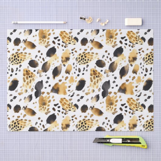 Goud Wit Zwart Leopard Abstract Tissuepapier (Craft)